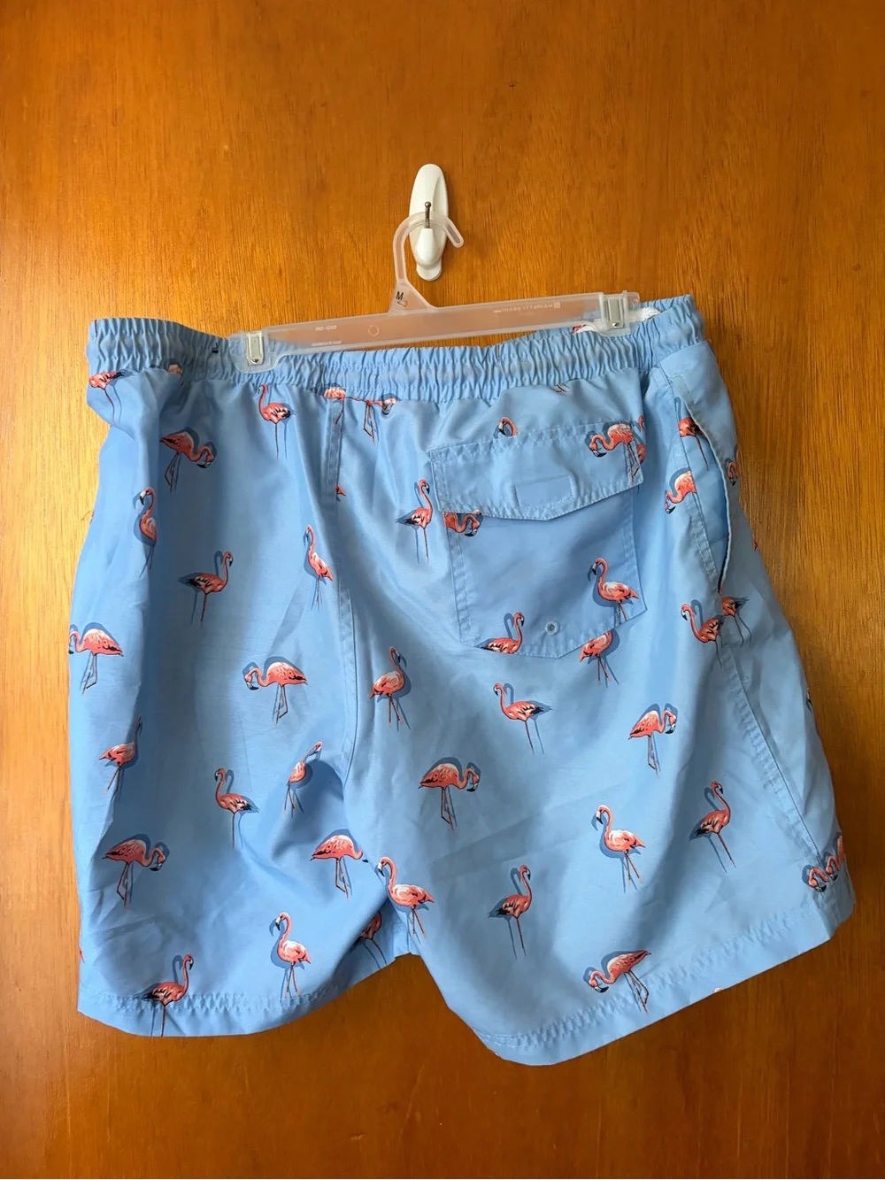Club Room Light Blue Swim Trunks with Pink Flamingo Print